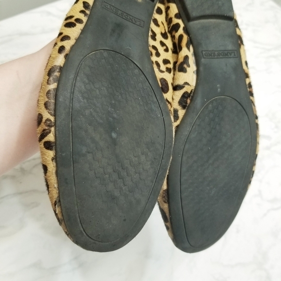 Lands End Ballerina Flats Animal cheetah Print Calf Hair bow accents 8.5 USED - Picture 11 of 15